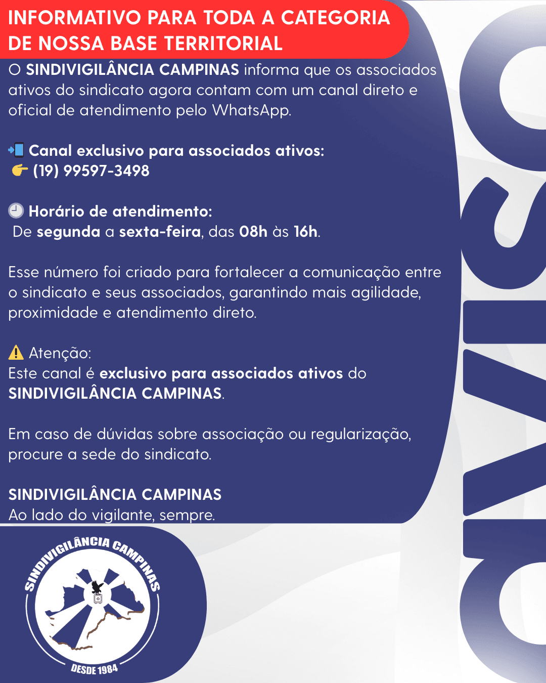 ATENÇÃO VIGILANTES – BASE TERRITORIAL DE CAMPINAS