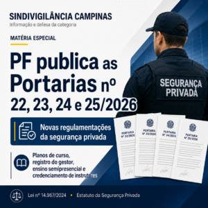 Polícia Federal publica Portarias nº 22, 23, 24 e 25/2026 com novas regulamentações para a segurança privada